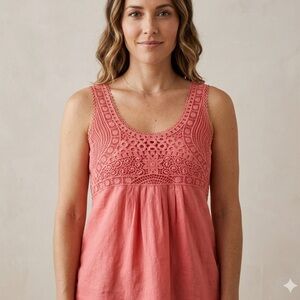 Ann Taylor Loft Crochet Semi-Sheer Cotton Tank